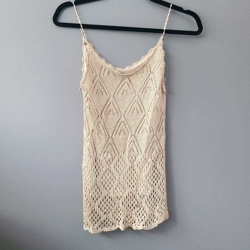 Amazing dainty crochet top with satin lining